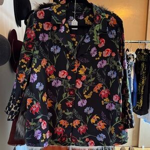 Who What Wear Floral Black Women's Top
